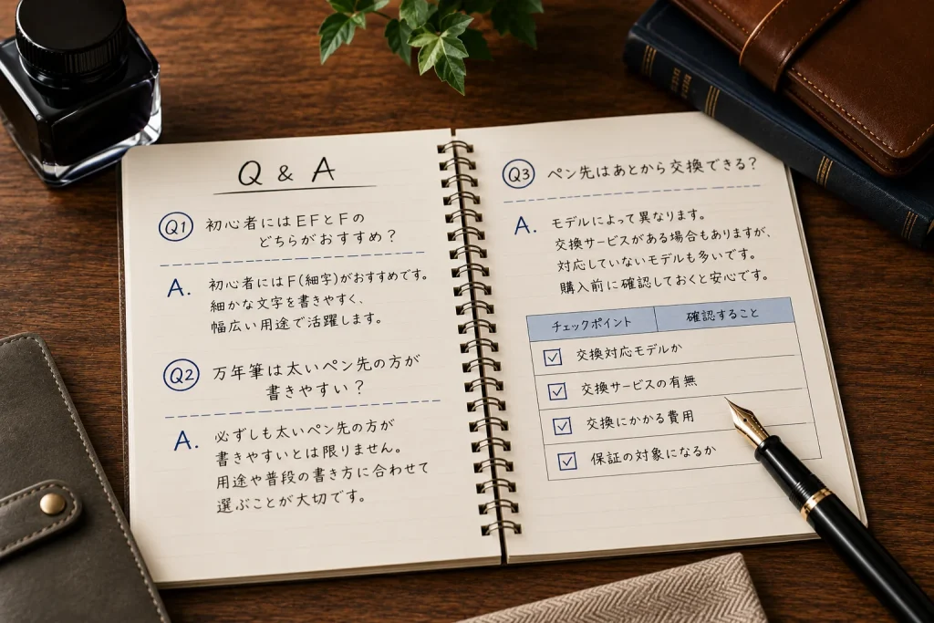 Q＆Aと書かれたノートが開かれている画像
